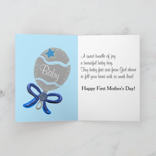 最初の母の日メッセージ男の赤ちゃん カード (内部)