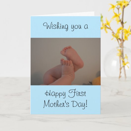 最初の母の日メッセージ男の赤ちゃん カード (黄色い花)