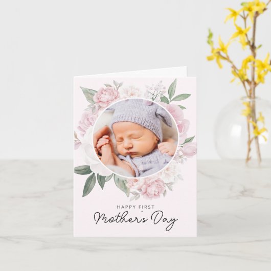 最初の母の日牡丹の花の写真 カード (黄色い花)