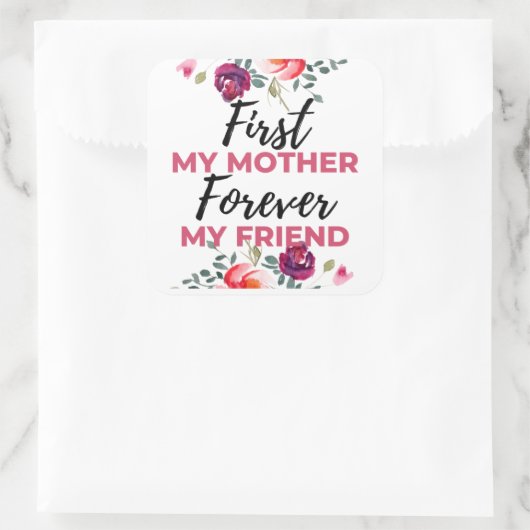 最初の母は永遠の私の友人ブラック スクエアシール (バッグ)