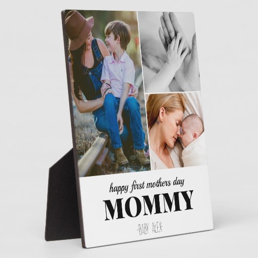 最初の母親の日かわいい3フォトコラージュの額 フォトプラーク (側面)