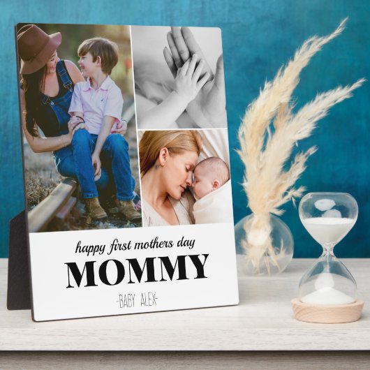 最初の母親の日かわいい3フォトコラージュの額 フォトプラーク (側面)