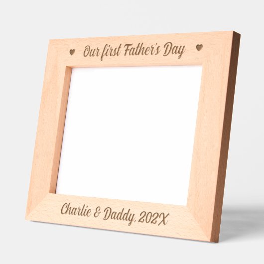 最初の父の日のハート名は年 レーザー彫刻フレーム (左)