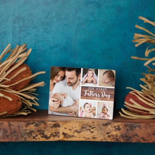 最初の父の日ウッド5フォトコラージュ フォトプラーク (側面)