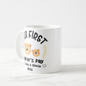 最初の父の日2023,名パーソナライズされた前 コーヒーマグカップ (正面左)