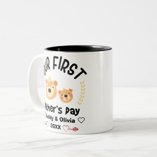 最初の父の日2023,名パーソナライズされた前 ツートーンマグカップ (正面左)