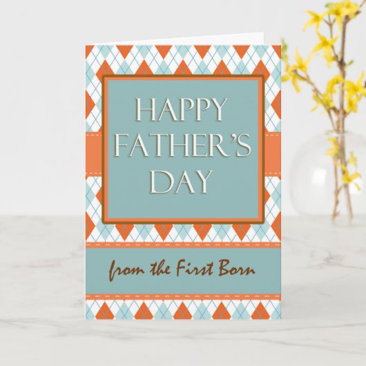 最初の生まれる子供からの父の日、アーガイル カード (黄色い花)