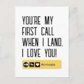 最初の着陸時に私の1番最初の電話相手はあなただよ、愛してる、面白いキュート ポストカード (正面)
