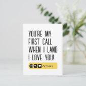最初の着陸時に私の1番最初の電話相手はあなただよ、愛してる、面白いキュート ポストカード (スタンド正面)