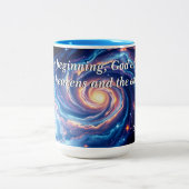 最初の神と創造の聖句 ツートーンマグカップ (中央)