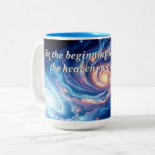 最初の神と創造の聖句 ツートーンマグカップ (正面左)