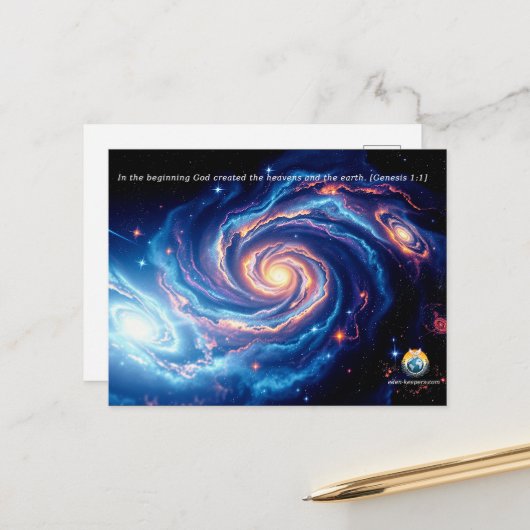 最初の神と創造の聖句 ポストカード (正面/裏面インサイチュ)