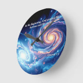 最初の神と創造の聖句 ラウンド壁時計 (傾斜)