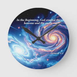 最初の神と創造の聖句 ラウンド壁時計