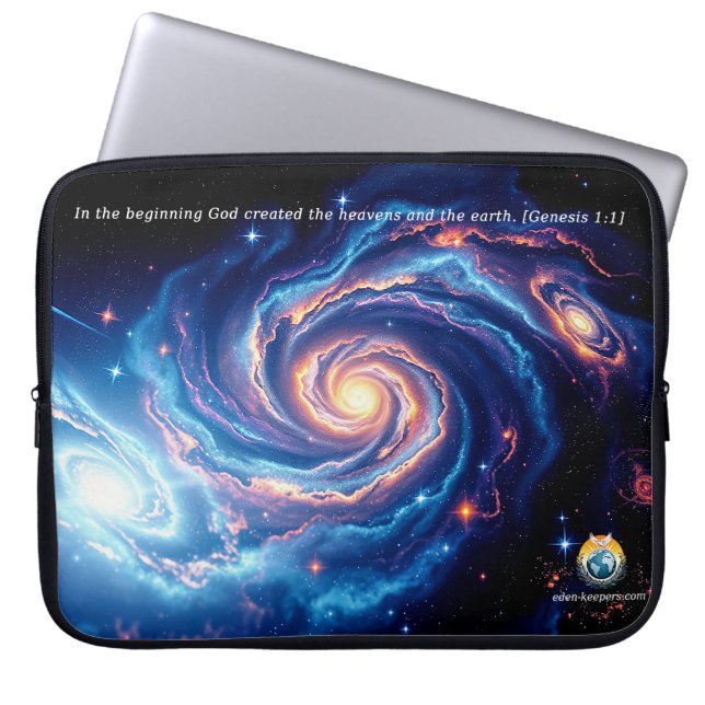 最初の神と創造の聖句 ラップトップスリーブ (正面)