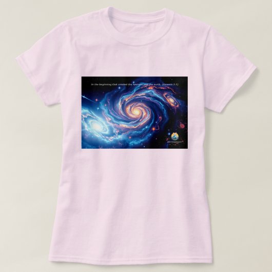 最初の神と創造の聖句 Tシャツ (デザイン正面)