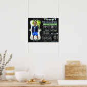 最初の第1の第2の誕生日チョークボードのサイン少年 ポスター (キッチン)