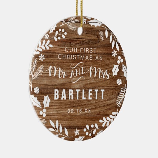 最初の素朴クリスマスの写真 セラミックオーナメント (右)