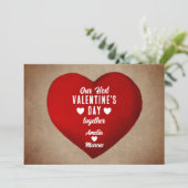 最初の素朴バレンタインデーの赤いハート シーズンカード (スタンド正面)