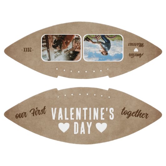 最初の素朴バレンタインデーを一緒に2枚の写真 アメリカンフットボール (パネル)