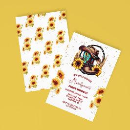 最初の素朴ロデオ西部1歳の誕生日 招待状