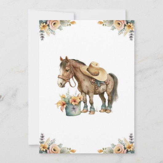 最初の素朴Rodeo Wild West Boy最初の誕生日 招待状 (裏面)