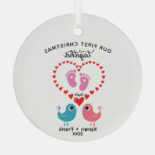 最初の結婚したオーナメントパーソナライズされた&エレガント ガラスオーナメント (裏面)