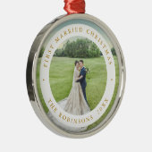 最初の結婚したクリスマスとカスタム写真 メタルオーナメント (右)