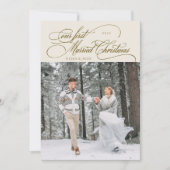 最初の結婚したクリスマスの新しいフォトクリーム シーズンカード (正面)