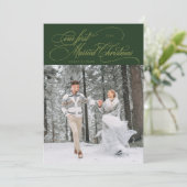 最初の結婚したクリスマスの新婚フォトグリーン シーズンカード (スタンド正面)