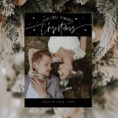 最初の結婚したクリスマスの新婚フォトブラック シーズンカード