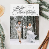 最初の結婚したクリスマスの新婚フォトホワイト シーズンカード