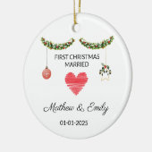 最初の結婚したクリスマスオーナメント結婚したオーナメント セラミックオーナメント (左)