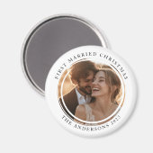 最初の結婚したクリスマスカスタムの写真 マグネット (正面/裏面)