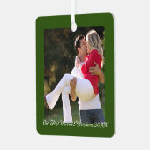 最初の結婚したクリスマスグリーン メタルオーナメント (正面左)