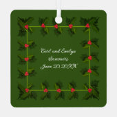 最初の結婚したクリスマスグリーン メタルオーナメント (裏面)