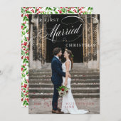 最初の結婚したクリスマススクリプト写真 シーズンカード (正面/裏面)