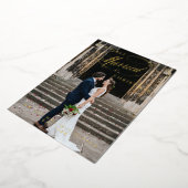 最初の結婚したクリスマススクリプト写真 箔シーズンカード (回転した状態)