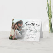 最初の結婚したクリスマスフォトの葉を折り畳み カード (正面)