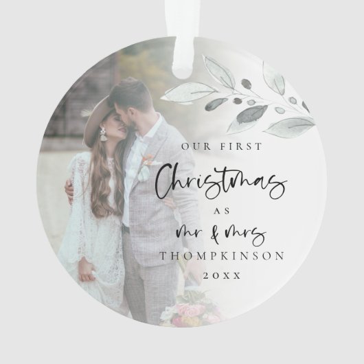 最初の結婚したクリスマスフォト名の年表 オーナメント (裏面)