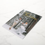 最初の結婚したクリスマスヴィンテージの休日の写真 箔シーズンカード (回転した状態)