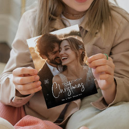 最初の結婚したクリスマス写真 ポストカード