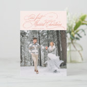 最初の結婚したクリスマス新婚フォトピーチ シーズンカード (スタンド正面)