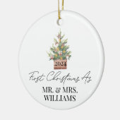 最初の結婚したクリスマス水の色クリスマスツリー セラミックオーナメント (左)