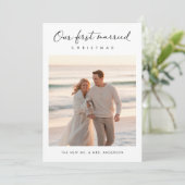 最初の結婚したクリスマス海岸写真 シーズンカード (スタンド正面)