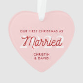 最初の結婚したクリスマス装飾 |たった今結婚しました オーナメント (裏面)