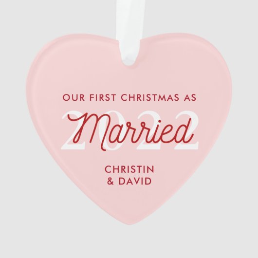 最初の結婚したクリスマス装飾 |たった今結婚しました オーナメント (裏面)