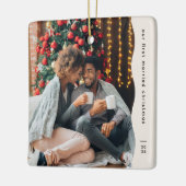 最初の結婚したクリスマス2枚の写真シンプル写真 セラミックオーナメント (左)