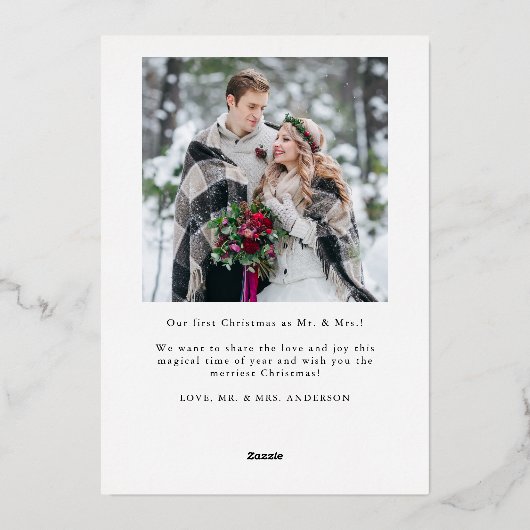 最初の結婚したクリ結婚スマス発表 箔シーズンカード (裏面)