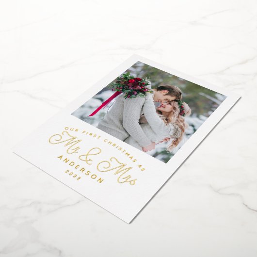 最初の結婚したクリ結婚スマス発表 箔シーズンカード (回転した状態)